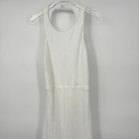 New Dissh Andrea White Linen Midi Dress Womens 12 Maxi Open Back Bridal Party - Picture 7 of 13